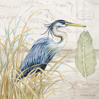 Blue Heron Charm Paper Cocktail Napkins - 20 Ct.