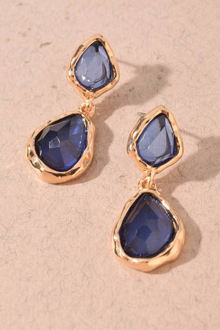 Faceted Crystal & Gold Organic Drop Earrings