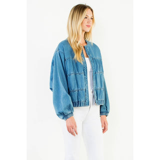 Traveling Onwards Denim Jacket in Blue