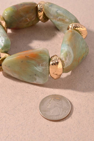 Chunky Marbled Resin Beaded Stretch Bracelet