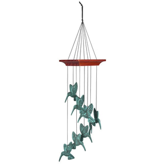 Habitats Hummingbird Spiral Chime In Verdigris