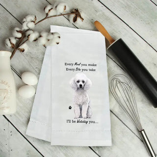 White Poodle Kitchen Towel