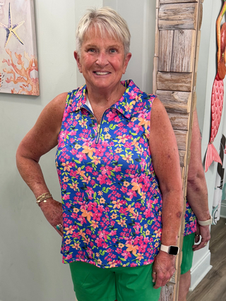 Cheery Blooms Top in Royal Multi