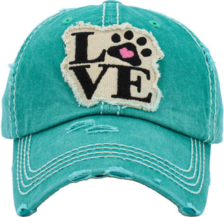 "Paw Love" Vintage Washed Baseball Cap