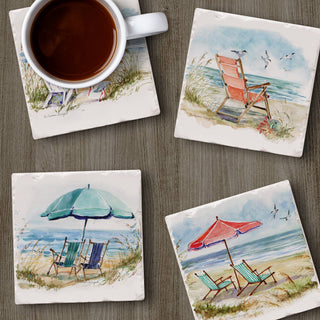 "Coastal Moments" 4 Pack Assorted Image Coaster Set