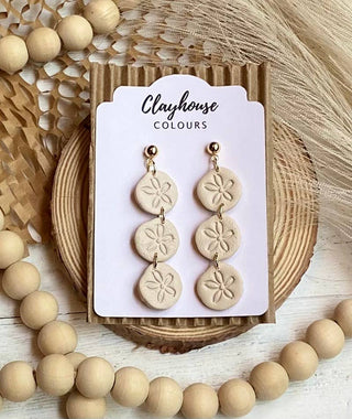 Beach Clay Earrings: Shell Trio Studs