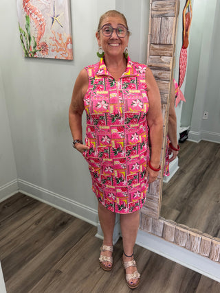 Throw It Together Dress in Hot Pink