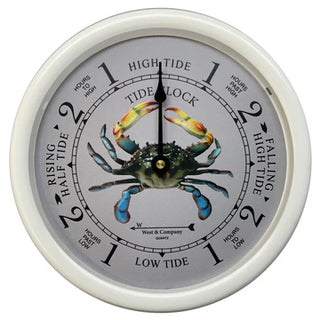 Blue Crab Tide Clock with White Frame