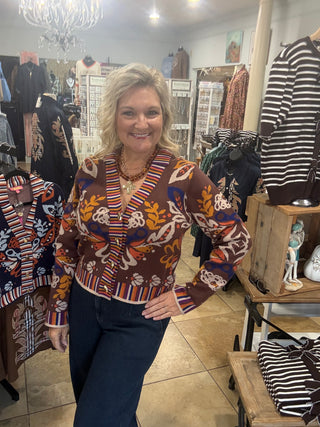 Last To Bloom Cardigan in Brown