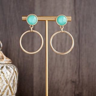 Gold Dipped Hoop Earrings With Faceted Stone