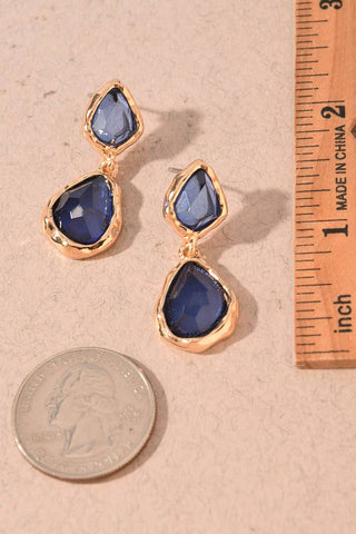 Faceted Crystal & Gold Organic Drop Earrings