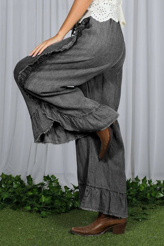 Just Something Extra Ruffle Hem Flare Jeans