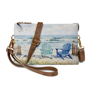 Beach Chairs Canvas Crossbody Bag - Retro Handmade