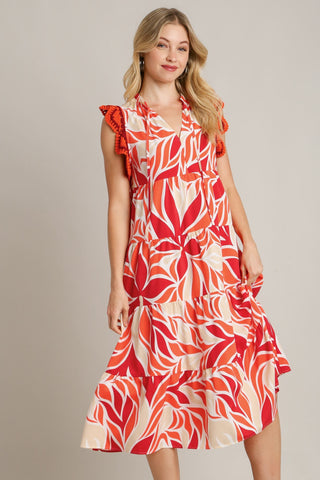 Fantasia Flowers Maxi Dress in Red