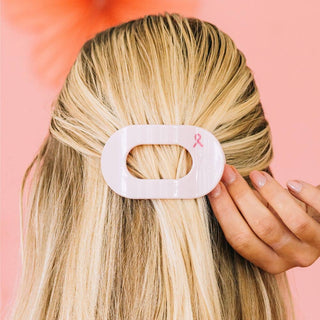 Flat Round Hair Clip | Medium | Pink Ribbon Power
