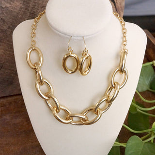 Chunky Chain Statement Necklace Set Gold & Silver Tones