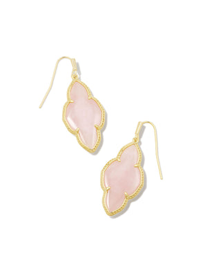 Abbie Drop Earrings In Gold Rose Quartz