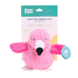 ZippyPaws ZippyTuff+ 2-in-1 Birdiez Flamingo Dog Chew Toy