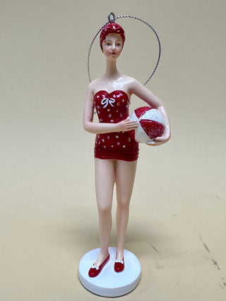 Nautical Vintage Lady Ornament in Red