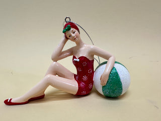 Vintage Lady with Beach Ball Ornament