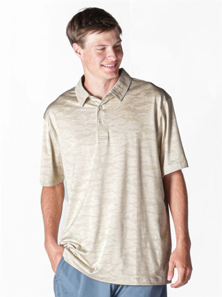 Blending In Men's Jacquard Polo in Beige