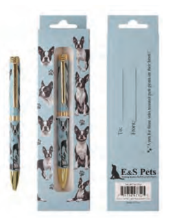 Boston Terrier Ball Point Pen in Light Blue
