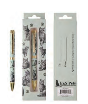 Silver Tabby Cat Ball Point Pen