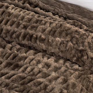 Ruched Faux Fur Throw Blanket | Alondra Collection by Great: 50" x 60" Throw / White