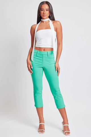 Junior Hyperstretch Pull On Capri With Side Slit: Junior / L / Fiery Coral