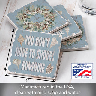 "Shovel Sunshine" 4 Pack Assorted Image Coaster Set