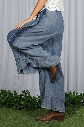 Just Something Extra Ruffle Hem Flare Jeans