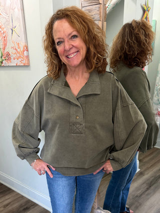 Stick To The Script Top in Olive