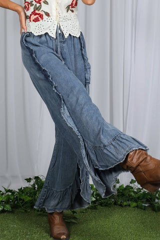 Just Something Extra Ruffle Hem Flare Jeans