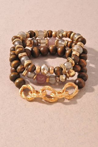 Multi Strand Beaded Stretch Bracelet Set