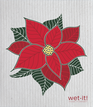 Blooming Poinsettia Swedish Cloth