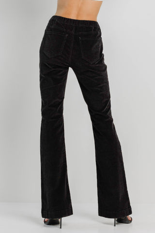 Jelly Corduroy Pull On Flare Pants In Black