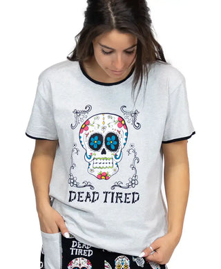 Dead Tired Women's Skull Regular Fit PJ Tee