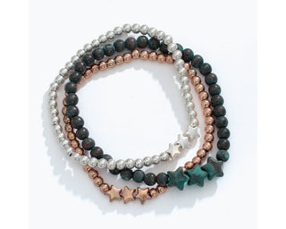 Tri-Tone Patina Stars Bracelet