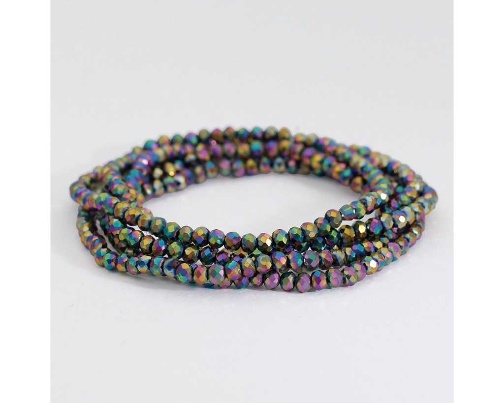Dark Iridescent AB Beaded Bracelet – Mermaid Cove