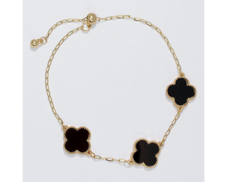 Gold Bracelet with Black Clover