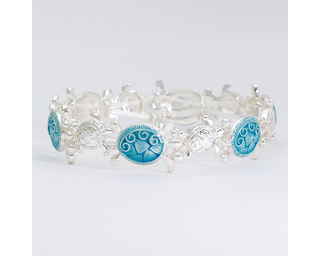 Silver & Blue Turtle Bracelet