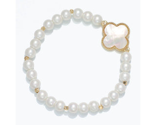 MOP Clover & Pearls Bracelet
