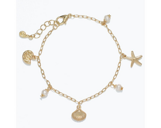 Gold Sea Life With Pearls Bracelet