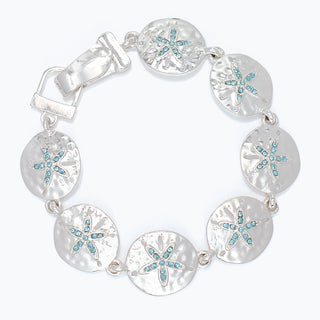 Sand Dollars & Aqua Crystal Bracelet