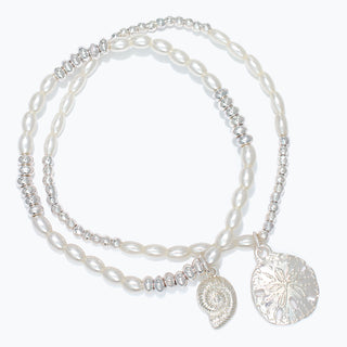 Pearl & Silver Sand Dollar Bracelet