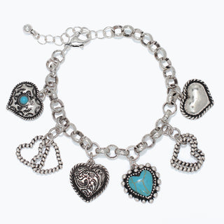 Silver Heart Charm Bracelet