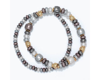 Tri-Tone Pearls & Gold Bracelet
