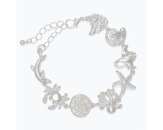 Silver Sea Life & Crystal Bracelet