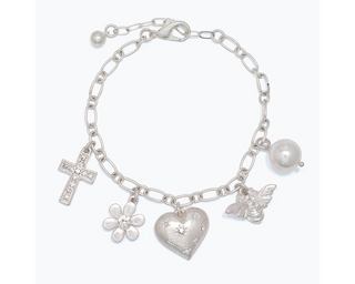 Burnished Silver With Charms Bracelet