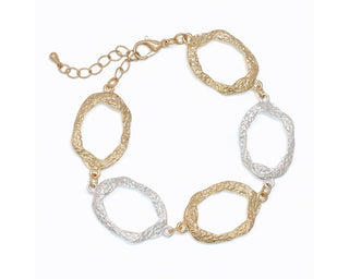 Hammered Open Two-Tone Bracelet